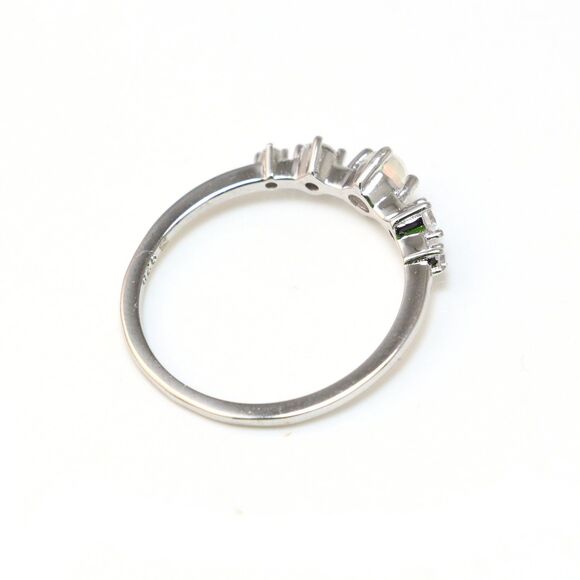 925 Sterling Silver Sparkling Opal Promise Ring - Glamorous Opal Ring - Picture 6 of 8